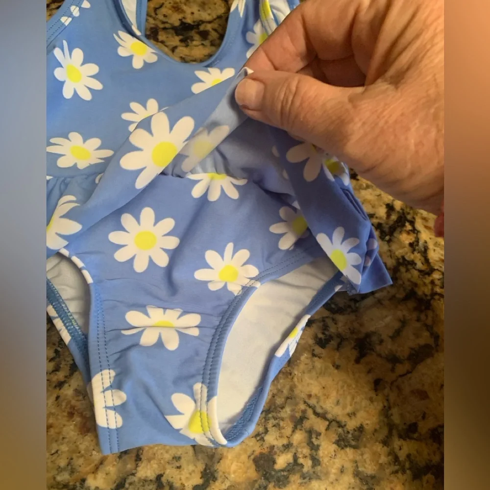 The Children’s Place Blue with Daisies One Piece Swimsuit